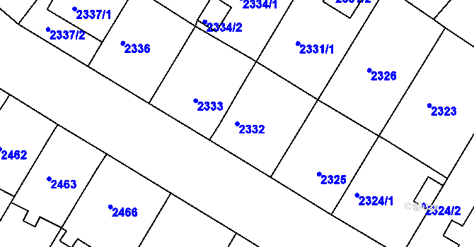 Parcela st. 2332 v KÚ Znojmo-město, Katastrální mapa