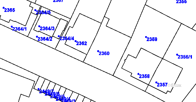 Parcela st. 2360 v KÚ Znojmo-město, Katastrální mapa