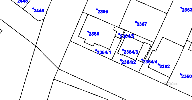 Parcela st. 2364/1 v KÚ Znojmo-město, Katastrální mapa