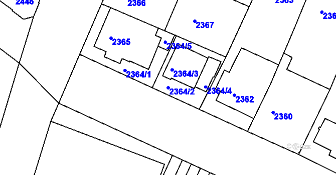 Parcela st. 2364/2 v KÚ Znojmo-město, Katastrální mapa