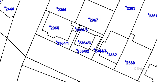 Parcela st. 2364/3 v KÚ Znojmo-město, Katastrální mapa