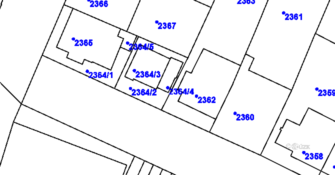 Parcela st. 2364/4 v KÚ Znojmo-město, Katastrální mapa