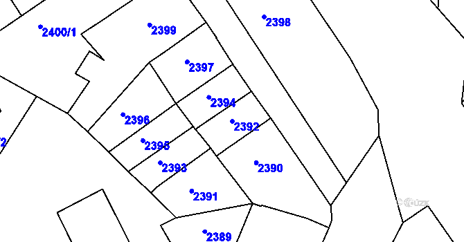 Parcela st. 2392 v KÚ Znojmo-město, Katastrální mapa