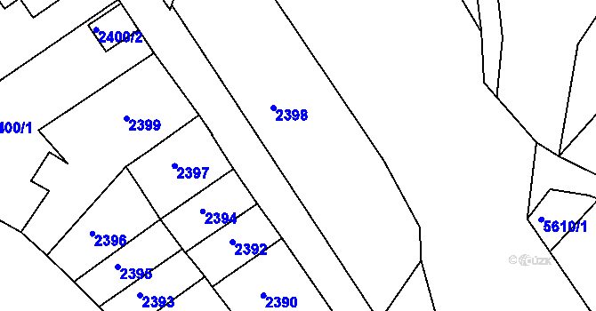 Parcela st. 2398 v KÚ Znojmo-město, Katastrální mapa