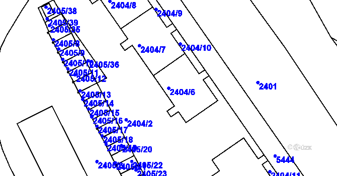 Parcela st. 2404/6 v KÚ Znojmo-město, Katastrální mapa