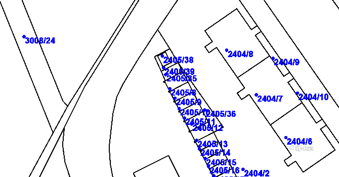 Parcela st. 2405/8 v KÚ Znojmo-město, Katastrální mapa