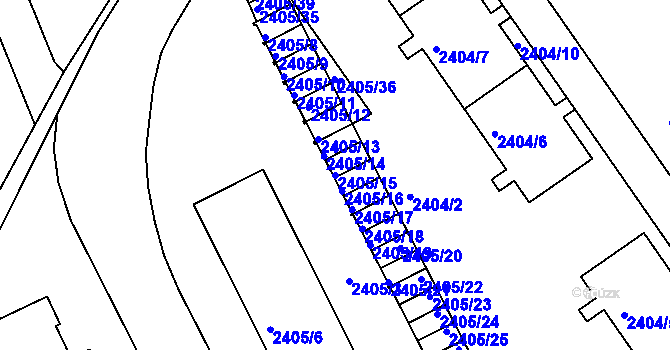Parcela st. 2405/15 v KÚ Znojmo-město, Katastrální mapa