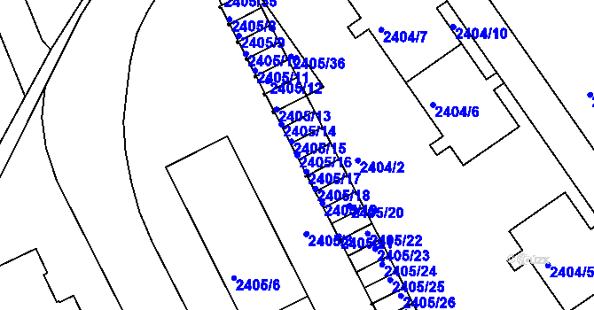 Parcela st. 2405/16 v KÚ Znojmo-město, Katastrální mapa