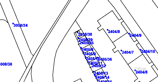Parcela st. 2405/35 v KÚ Znojmo-město, Katastrální mapa