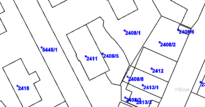 Parcela st. 2408/5 v KÚ Znojmo-město, Katastrální mapa