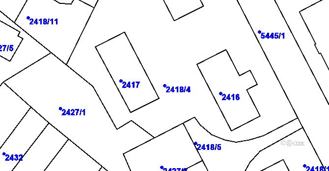 Parcela st. 2418/4 v KÚ Znojmo-město, Katastrální mapa