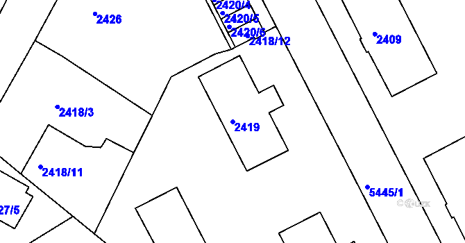 Parcela st. 2419 v KÚ Znojmo-město, Katastrální mapa