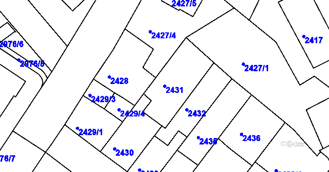 Parcela st. 2431 v KÚ Znojmo-město, Katastrální mapa
