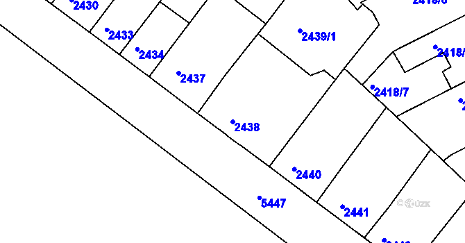Parcela st. 2438 v KÚ Znojmo-město, Katastrální mapa