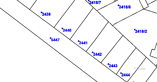 Parcela st. 2441 v KÚ Znojmo-město, Katastrální mapa
