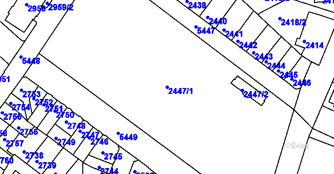 Parcela st. 2447/1 v KÚ Znojmo-město, Katastrální mapa