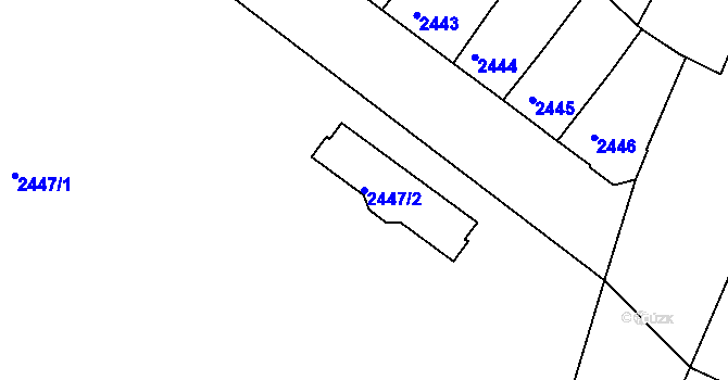 Parcela st. 2447/2 v KÚ Znojmo-město, Katastrální mapa