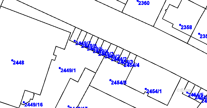 Parcela st. 2449/2 v KÚ Znojmo-město, Katastrální mapa