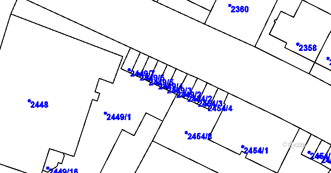 Parcela st. 2449/3 v KÚ Znojmo-město, Katastrální mapa