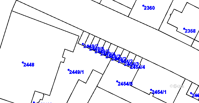 Parcela st. 2449/4 v KÚ Znojmo-město, Katastrální mapa