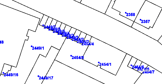 Parcela st. 2454/4 v KÚ Znojmo-město, Katastrální mapa