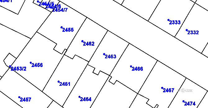 Parcela st. 2463 v KÚ Znojmo-město, Katastrální mapa