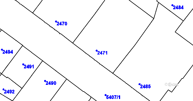 Parcela st. 2471 v KÚ Znojmo-město, Katastrální mapa
