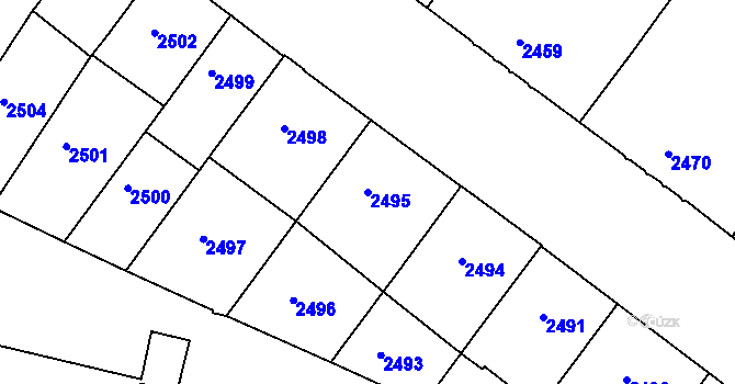 Parcela st. 2495 v KÚ Znojmo-město, Katastrální mapa
