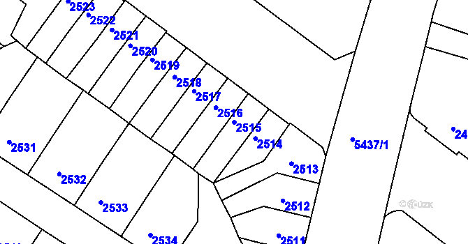 Parcela st. 2515 v KÚ Znojmo-město, Katastrální mapa