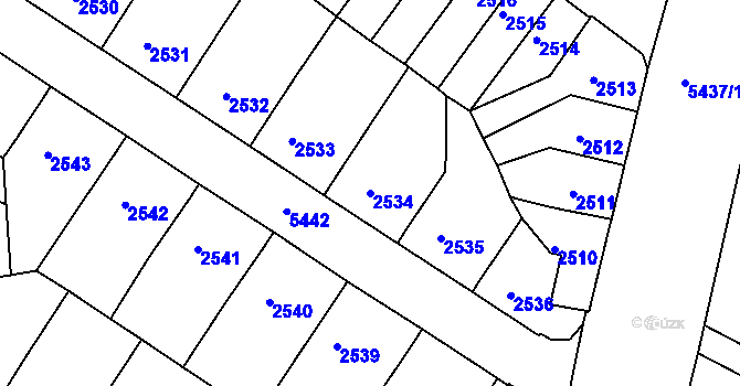 Parcela st. 2534 v KÚ Znojmo-město, Katastrální mapa