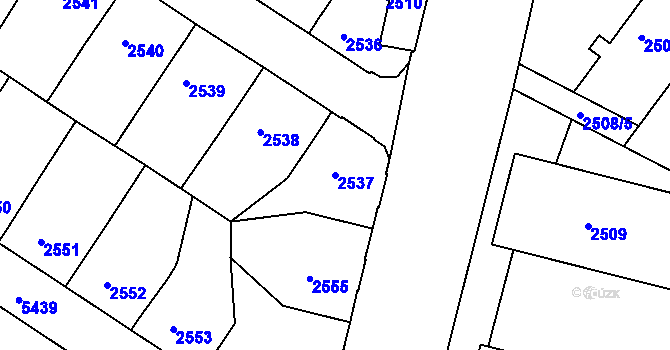 Parcela st. 2537 v KÚ Znojmo-město, Katastrální mapa