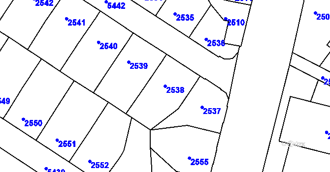 Parcela st. 2538 v KÚ Znojmo-město, Katastrální mapa
