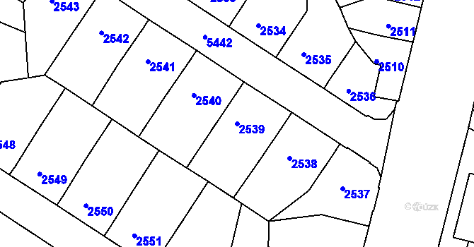 Parcela st. 2539 v KÚ Znojmo-město, Katastrální mapa