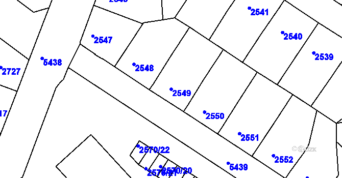 Parcela st. 2549 v KÚ Znojmo-město, Katastrální mapa