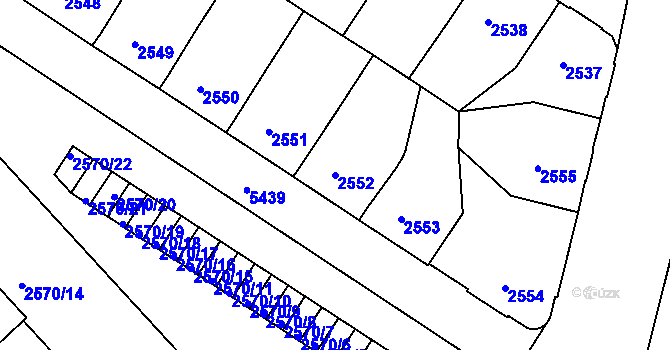 Parcela st. 2552 v KÚ Znojmo-město, Katastrální mapa