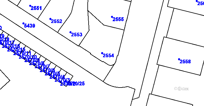 Parcela st. 2554 v KÚ Znojmo-město, Katastrální mapa