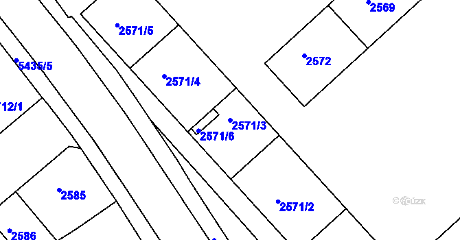 Parcela st. 2571/3 v KÚ Znojmo-město, Katastrální mapa