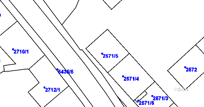 Parcela st. 2571/5 v KÚ Znojmo-město, Katastrální mapa