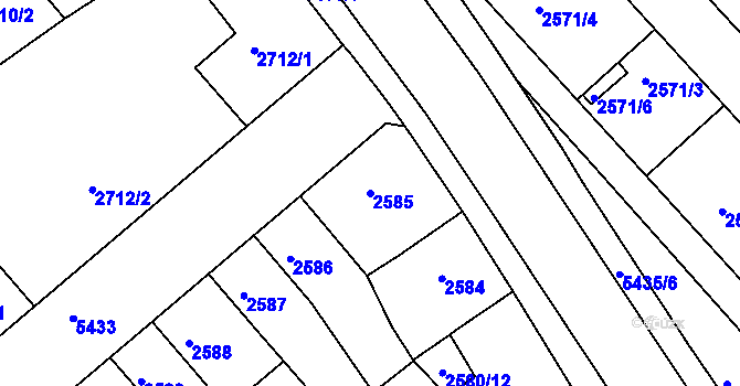 Parcela st. 2585 v KÚ Znojmo-město, Katastrální mapa