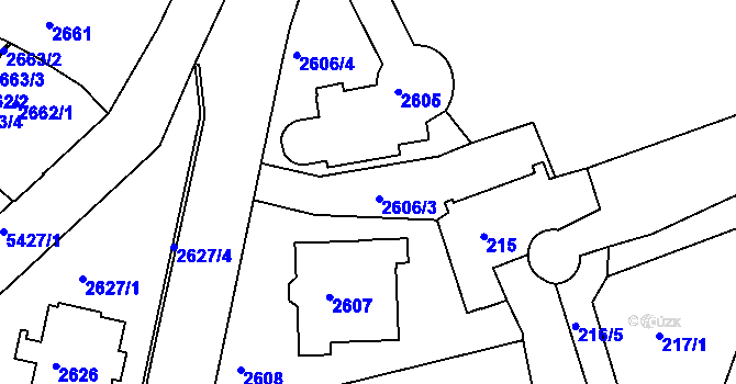 Parcela st. 2606 v KÚ Znojmo-město, Katastrální mapa