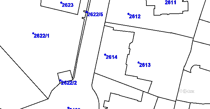 Parcela st. 2614 v KÚ Znojmo-město, Katastrální mapa