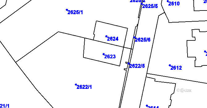 Parcela st. 2623 v KÚ Znojmo-město, Katastrální mapa