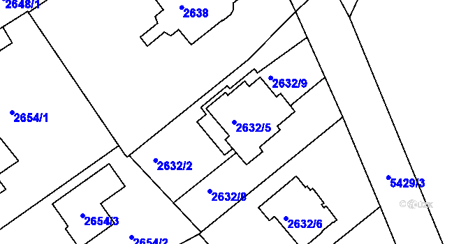 Parcela st. 2632/5 v KÚ Znojmo-město, Katastrální mapa