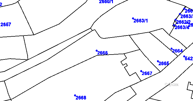 Parcela st. 2666 v KÚ Znojmo-město, Katastrální mapa