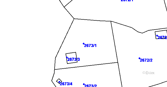 Parcela st. 2673/1 v KÚ Znojmo-město, Katastrální mapa