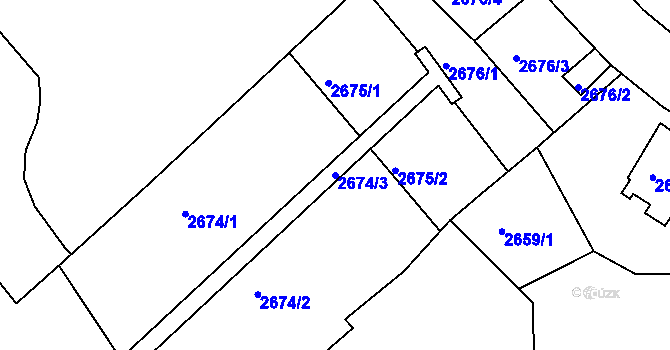 Parcela st. 2674/3 v KÚ Znojmo-město, Katastrální mapa