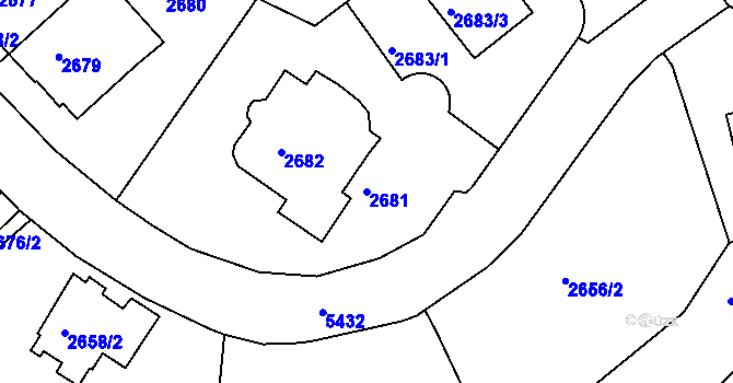 Parcela st. 2681 v KÚ Znojmo-město, Katastrální mapa