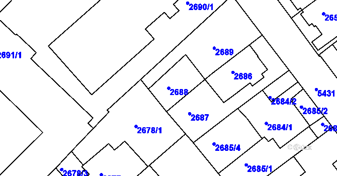 Parcela st. 2688 v KÚ Znojmo-město, Katastrální mapa