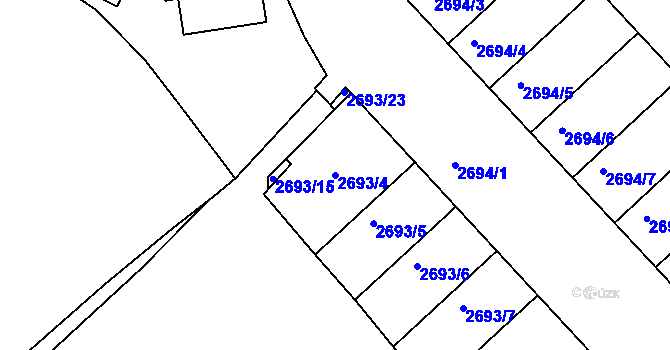 Parcela st. 2693/4 v KÚ Znojmo-město, Katastrální mapa