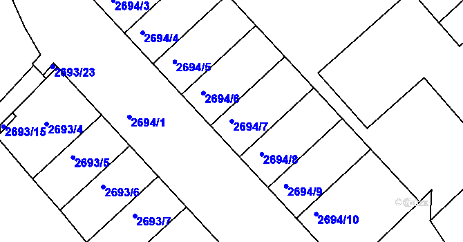 Parcela st. 2694/7 v KÚ Znojmo-město, Katastrální mapa